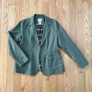 LL Bean women's olive green field coat blazer. Size M.